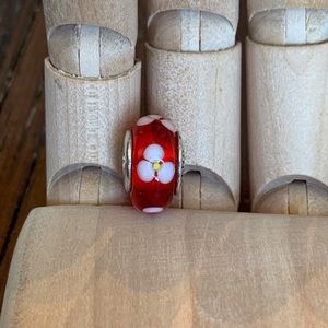 Pandora Murano Red Flowers Charm - Retired